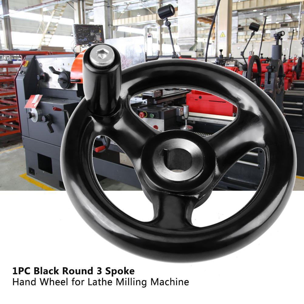 1PC 12*100mm Black Round 3 Spoke Hand Wheel for Lathe Milling Machine