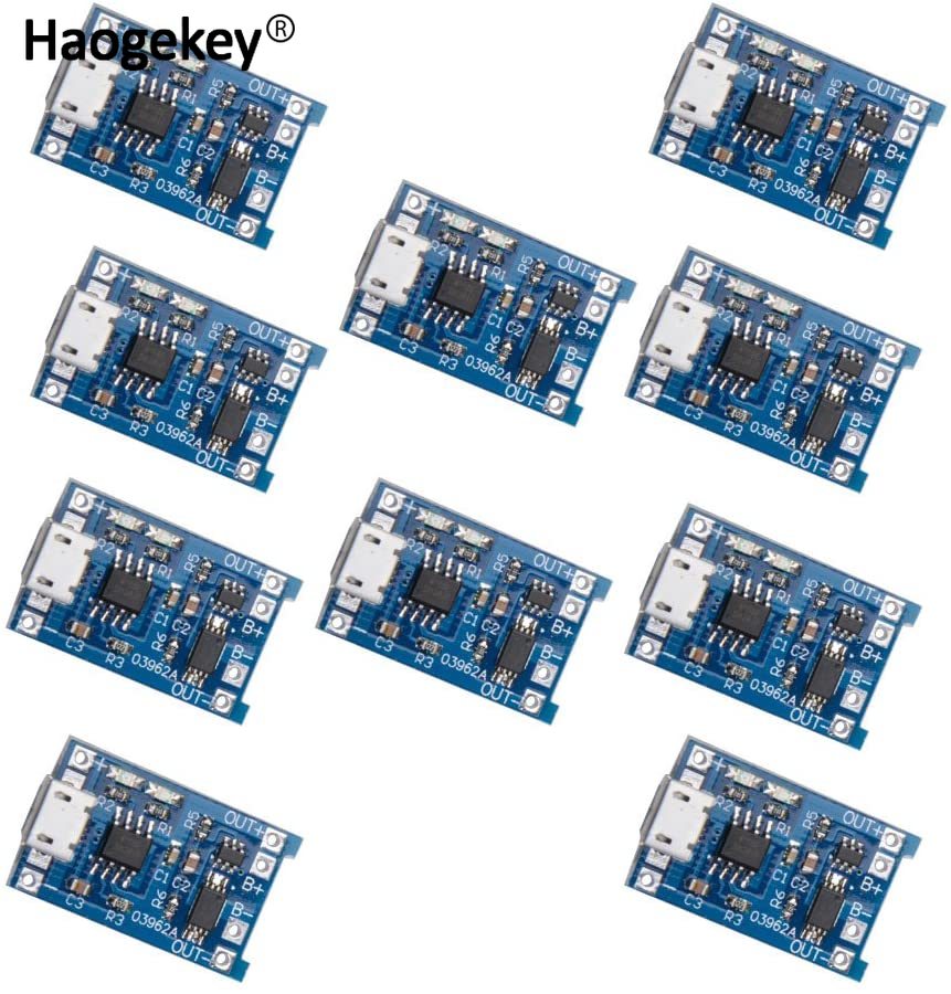 10pcs 5v micro usb 1a 18650 tp4056 lithium battery charging board with protection charger module mini