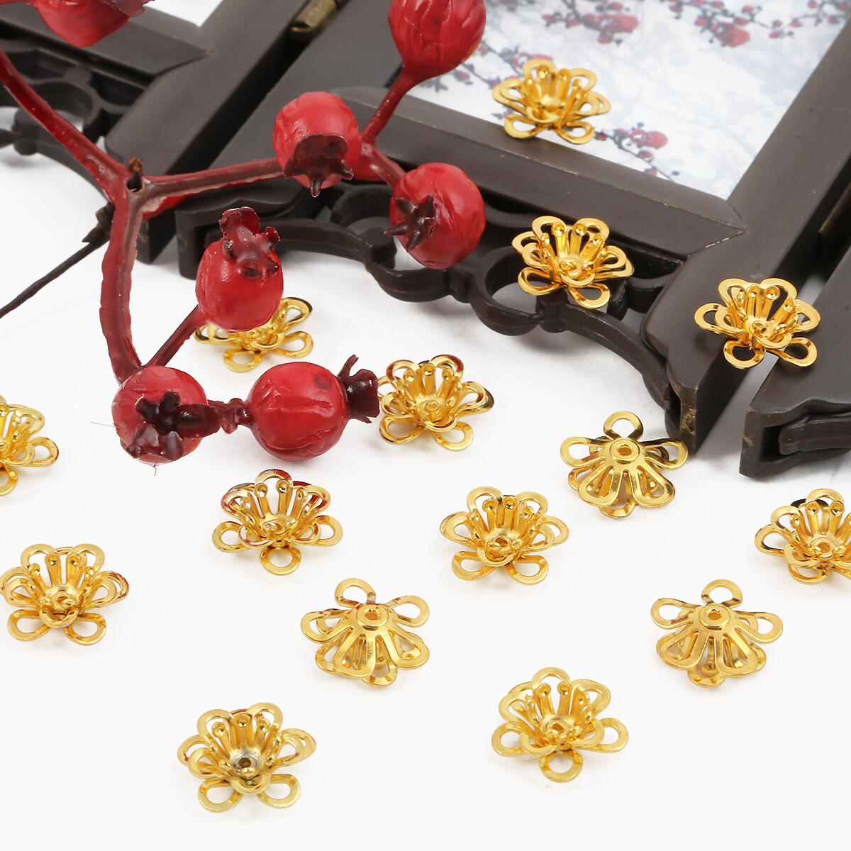 10Pcs Lotus Flower Caps End Beads Caps For Jewelry Making DIY Earrings Necklace Charms Antique Hairpins Accessories Findings