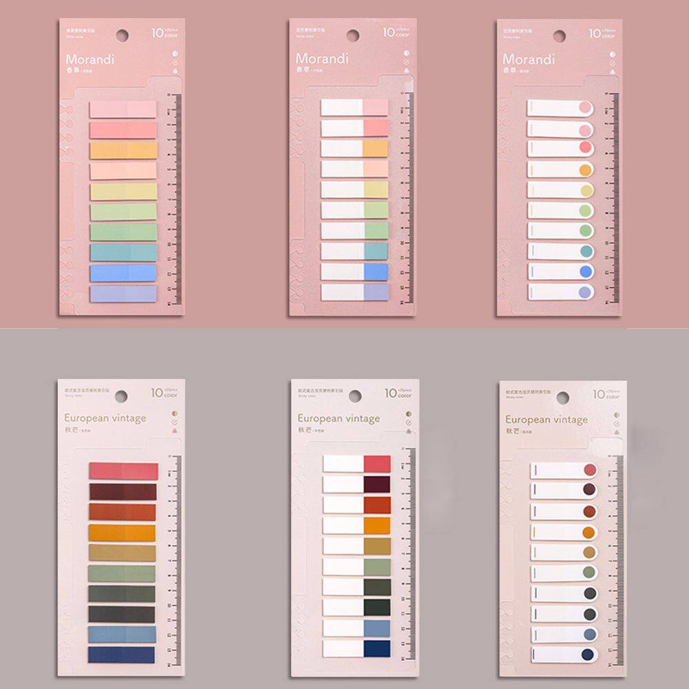 MMLUCK Colorful School Stationery Removable Translucent Color Pagination Label Notepad Stickers Note Bookmarks Memo Pad Label Sticky Notes Loose Leaf Index Sticky Notes