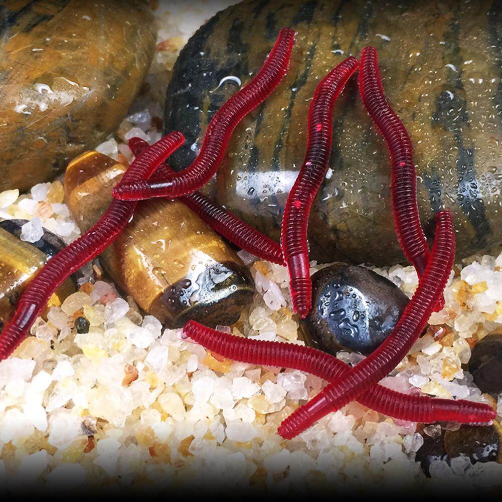 LAkutterfly 80pcs Earthworm Red Worms Soft Fishing Lure Baits