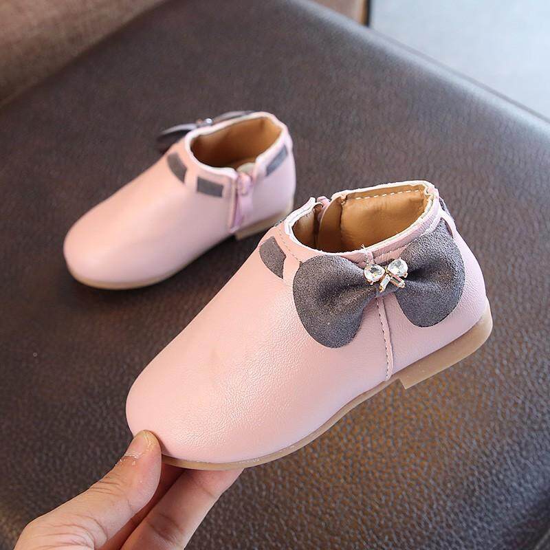 Giá bán Thời trang Cho Bé Gái Dễ Thương Giày Sneaker Tăng Sơ Sinh Giày Trẻ Em chống trơn trượt Dây Kéo Boot có Nơ