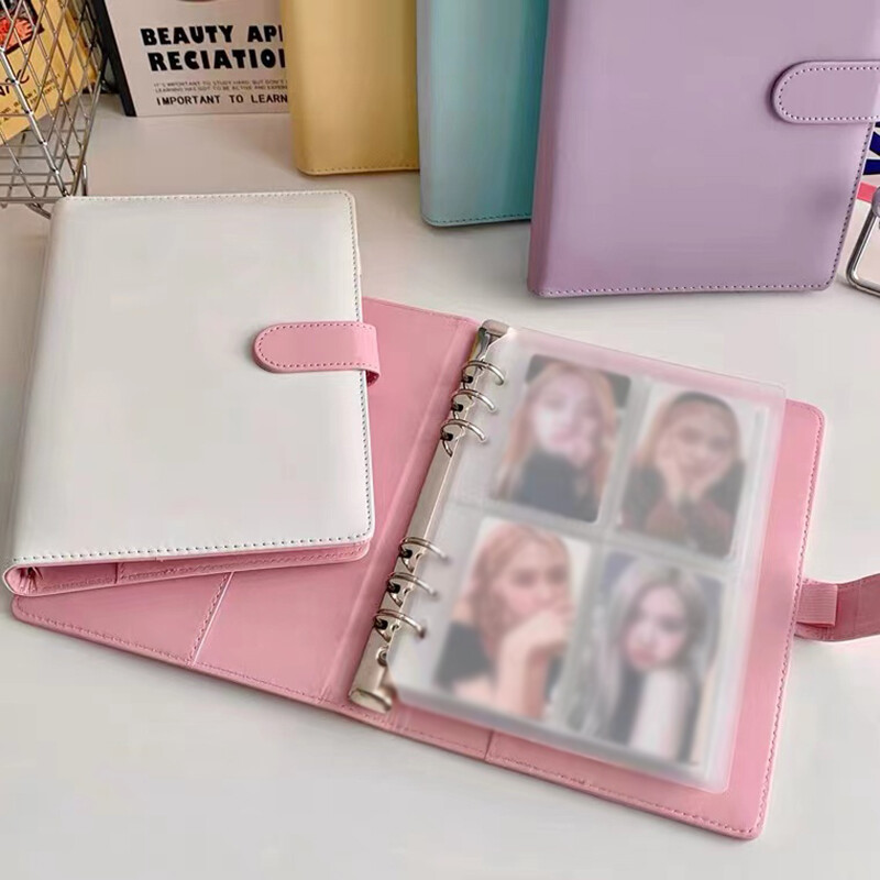 Pink and White Album Loose-leaf Card Album A5 Photo Idol Album Card Storage Box Collection Book