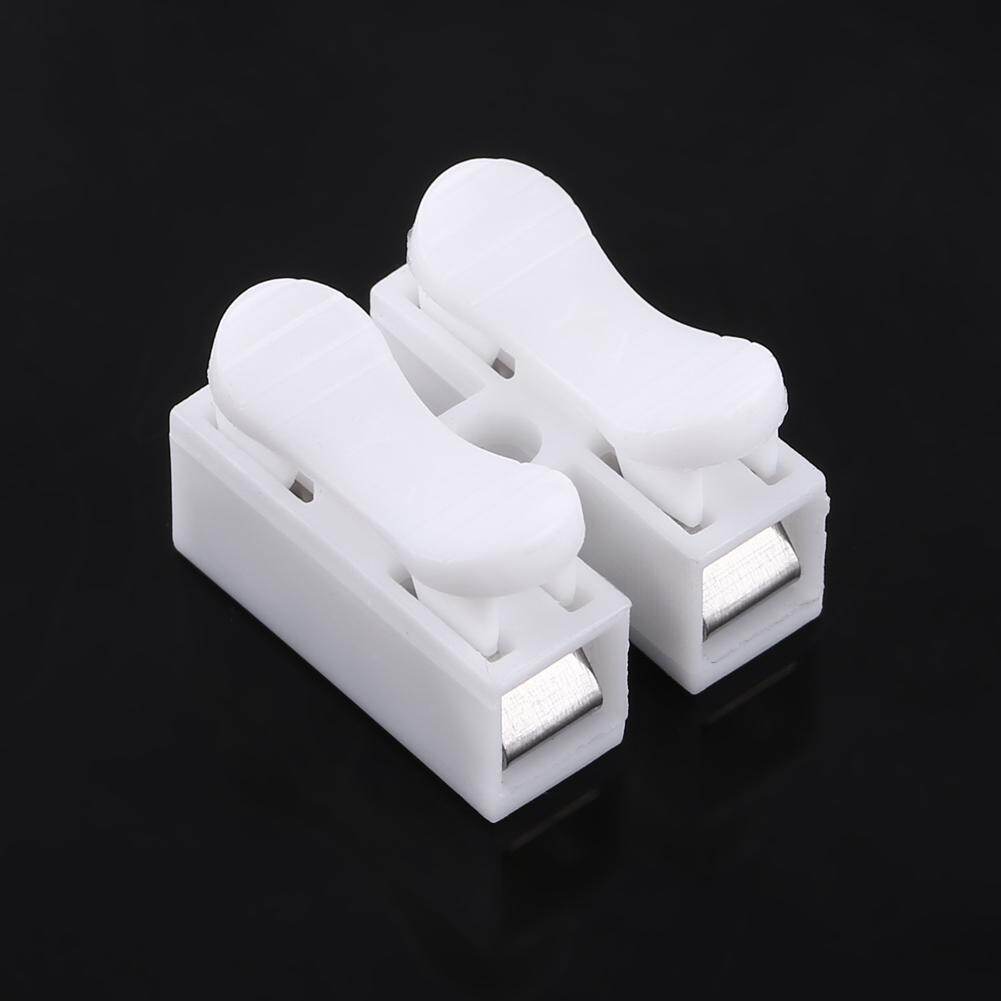 100pcs 10A Quick Terminal 220V 2 Pin Push Quick Spring Clamp Terminal Wire Cable Connector White Wiring Terminal
