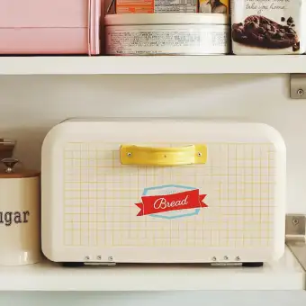 Tishita Metal Bread Box Filp Top Kitchen Countertop Bread Bin