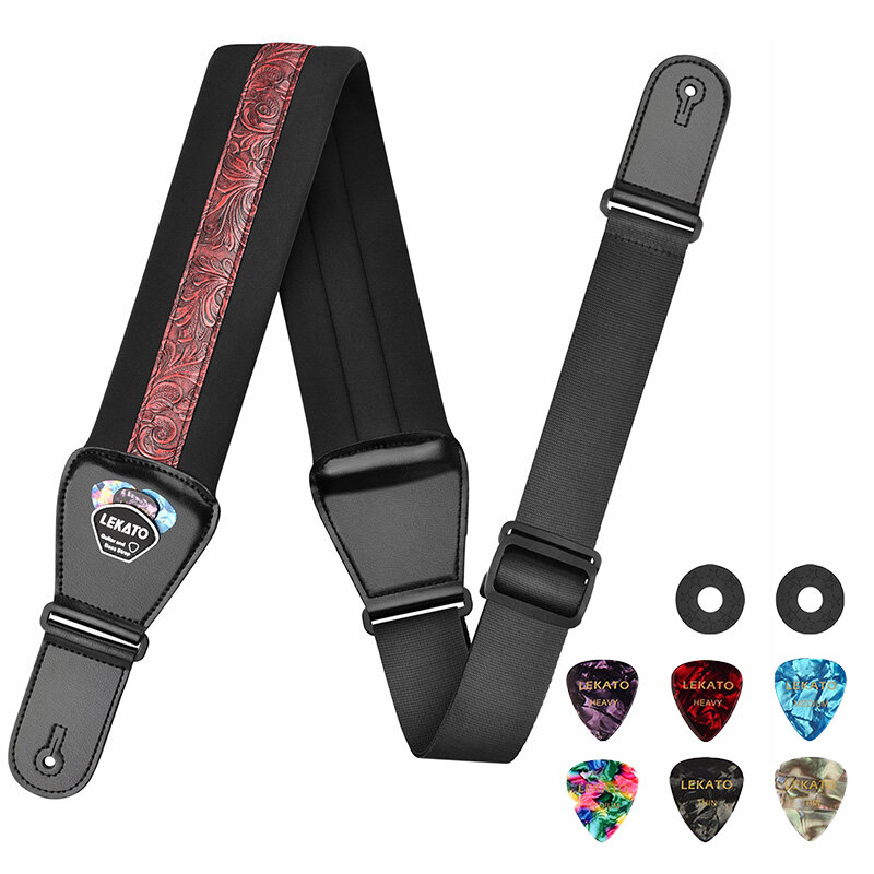 LEKATO Electric Guitar Bass Strap 3D Sponge Filling Neoprene Pad