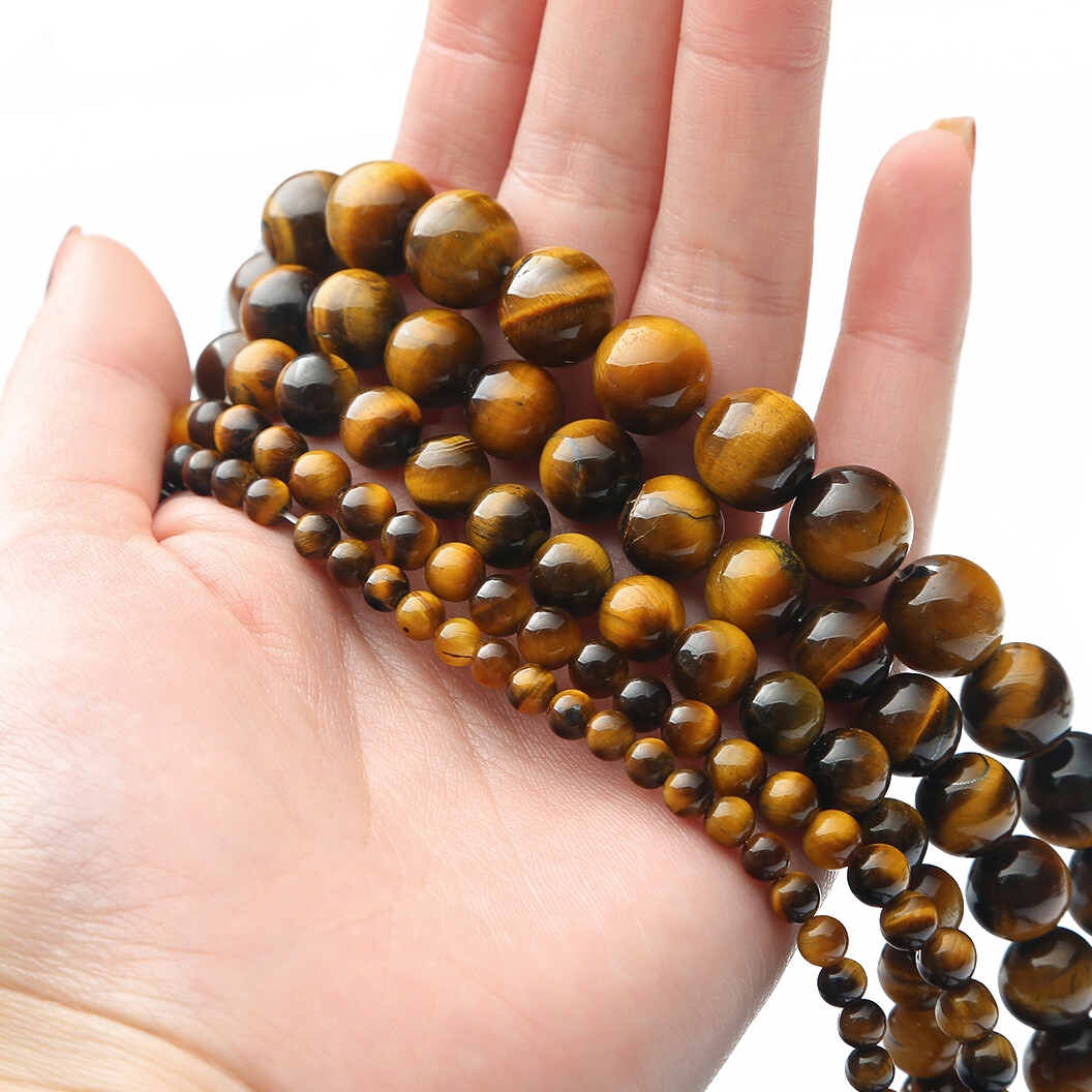 4/6/8/10/12mm Natural Stone Beads Yellow Tiger Eye A Loose Round Beads For Jewelry Making DIY Bracelet Necklace Earring Accessories About 15''(38cm)