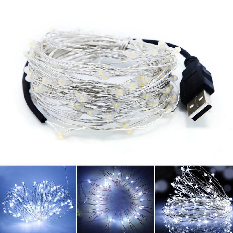 5M/10M LED USB Multi-mode String Light Copper Wire String Fairy Light Strings Lights LED Party Wedding Decoration Garland Festival Warm White 50LED 100LED Fairy Light