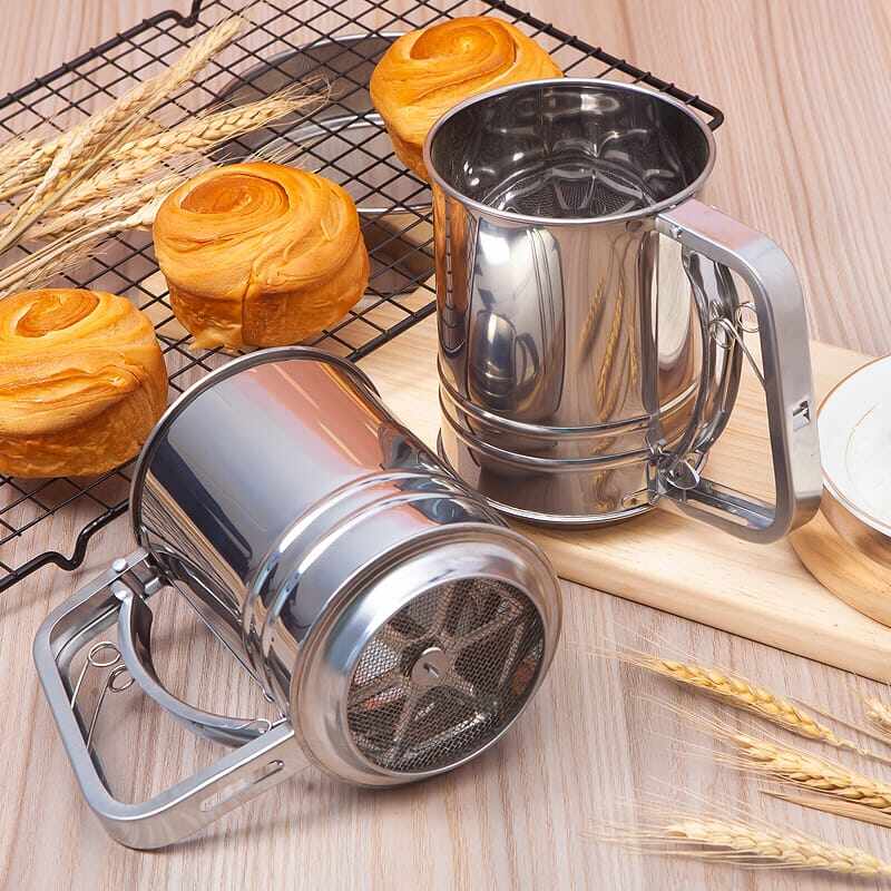 Stainless Steel Flour Filter Handheld Fine Mesh Flour Sieve for Pastry