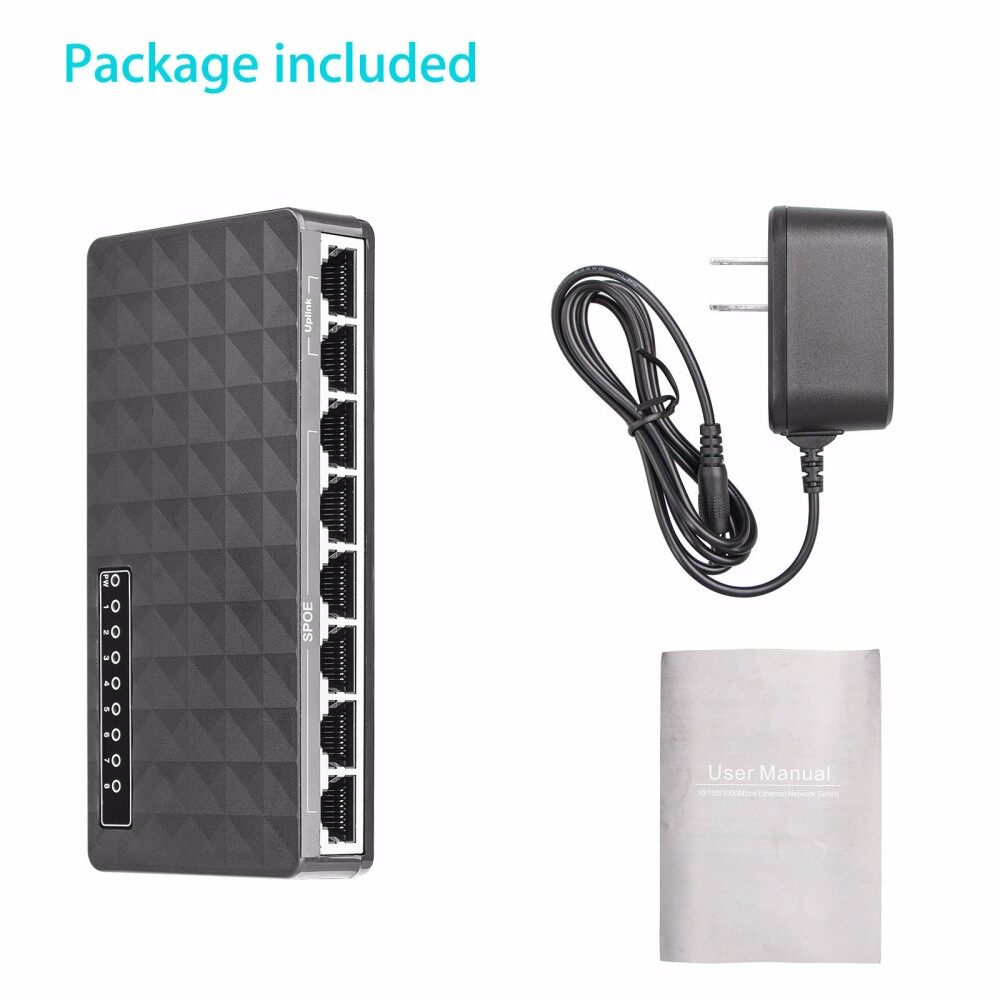 Kebidumei 8 Ports Smart 10/100 MB/S Ethernet Switch for Network Lan Hub High-Performance Smart Switches