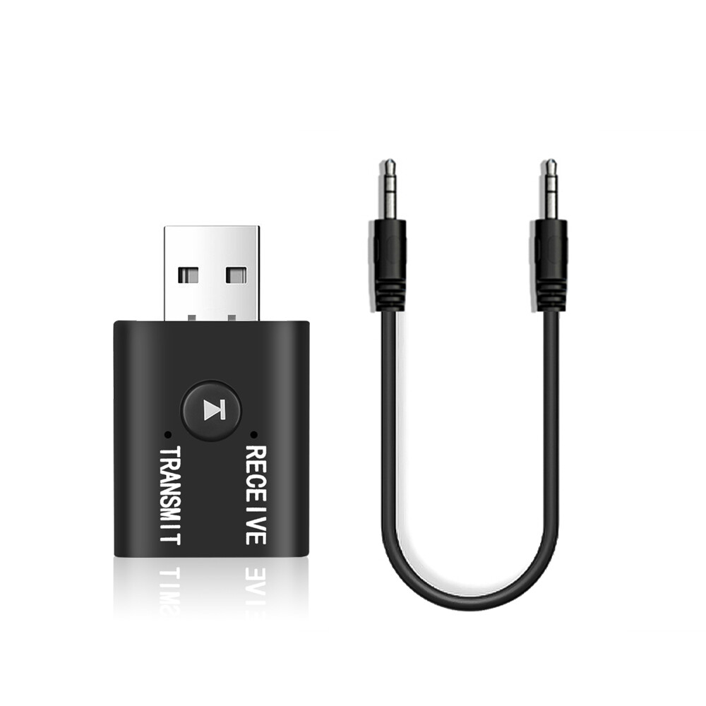 BOKEWU 2 In 1 USB Wireless Bluetooth 5.0 Adapter Transmitter Receiver Audio Music Dongle for Computer Laptop Speaker Headset