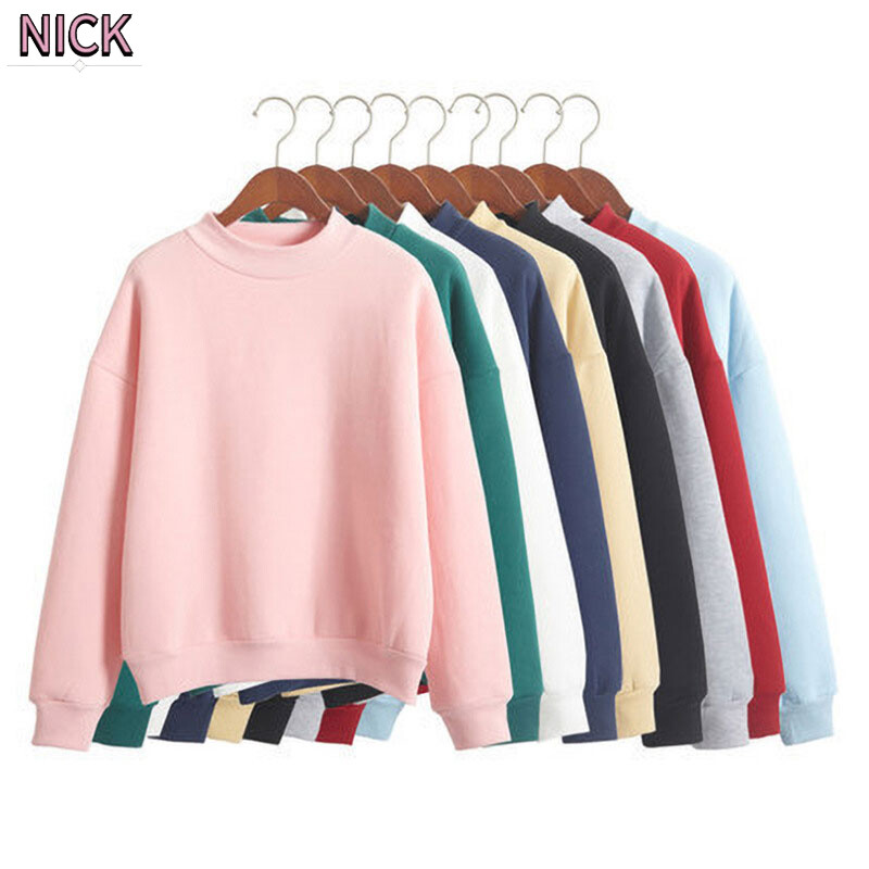 NICK Autumn and winter sweater for women，Fleece loose round neck sweater