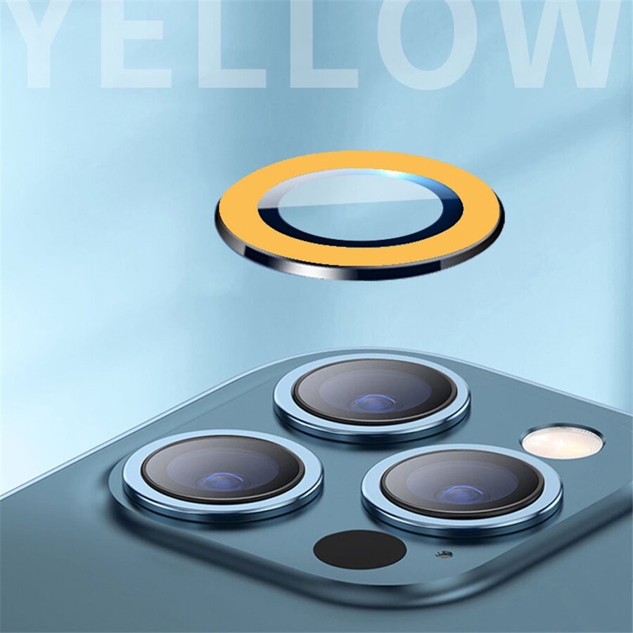 1pcs for iphone 15 pro max plus 14 13 12 11 mini pro max plus luminous camera lens cover lens protector metal ring glass protective cap