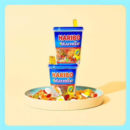 [Haribo] thạch cốc 175G/thạch gấu, Thạch trái cây đào, thạch Starmix