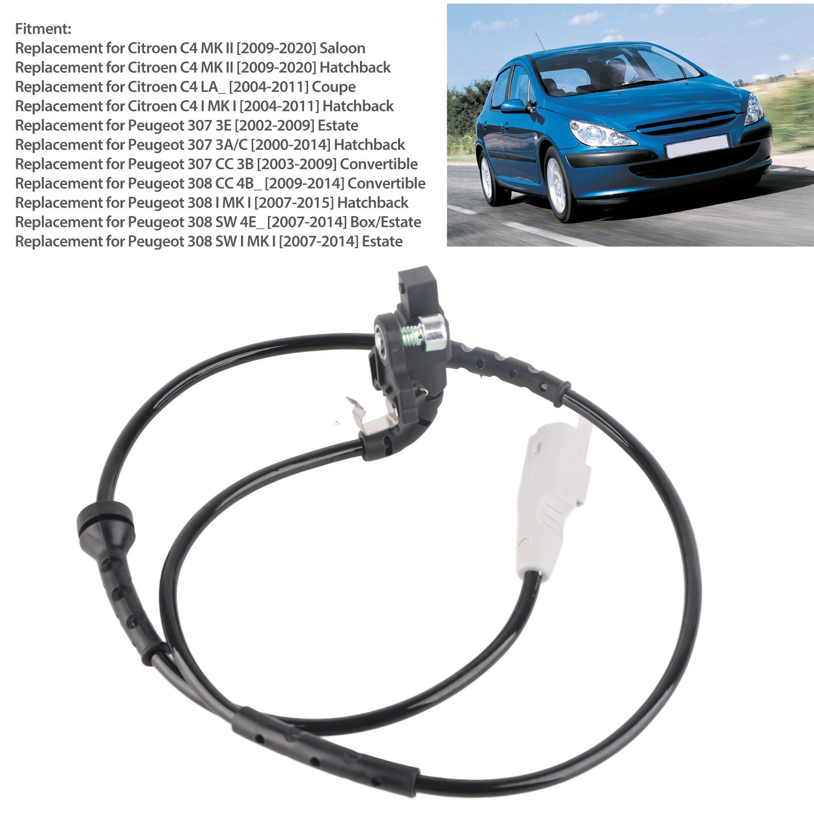 Rear ABS Speed Sensor 4545L0 Left Or Right Wheel Speed Sensor Replacement for Peugeot 307 308 CC