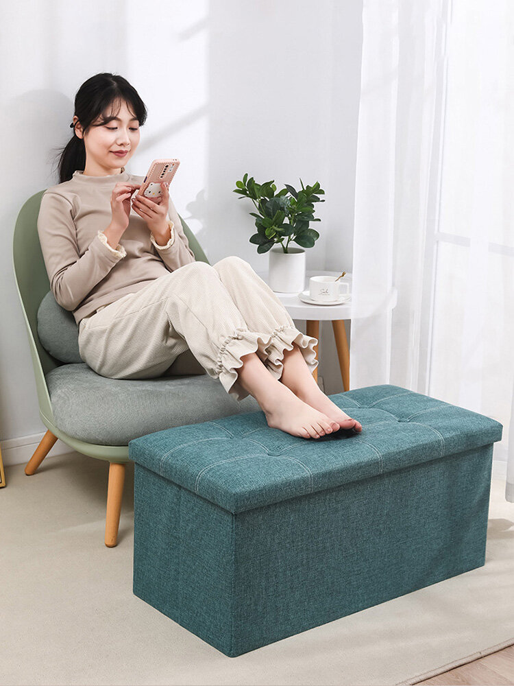 Fabric storage stool storage stool multifunctional can sit and change shoes stool small sofa stool folding storage box home