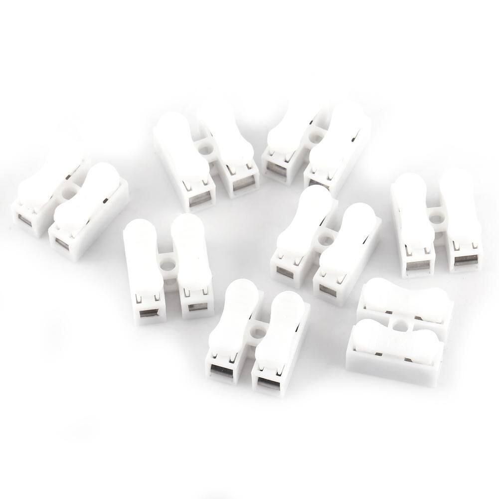 100pcs 10A Quick Terminal 220V 2 Pin Push Quick Wire Cable Connector White Wiring Terminal
