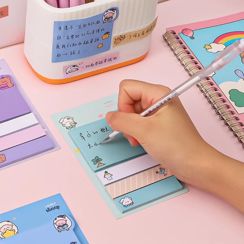 YESPERY Ins Cute Notes Index Stickers Office Bookmarks Sticky Notes Kawaii Messages Stickers Notepad Notes