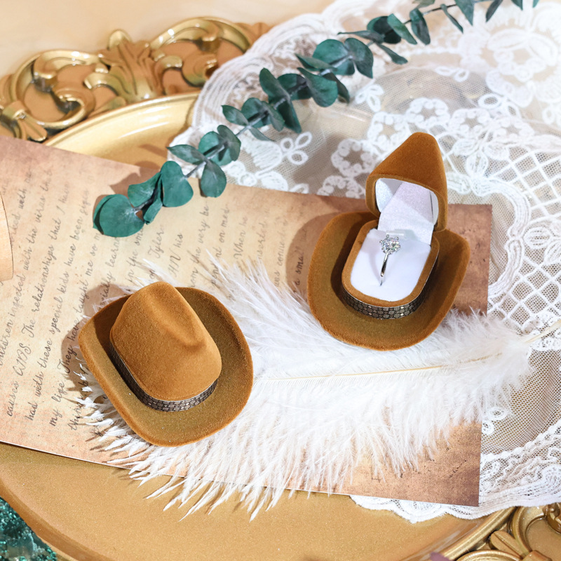 Creative Storage Ring Box Jewelry Gift Box Cartoon Ring Box Ring Box Western Cowboy Hat Ring Box