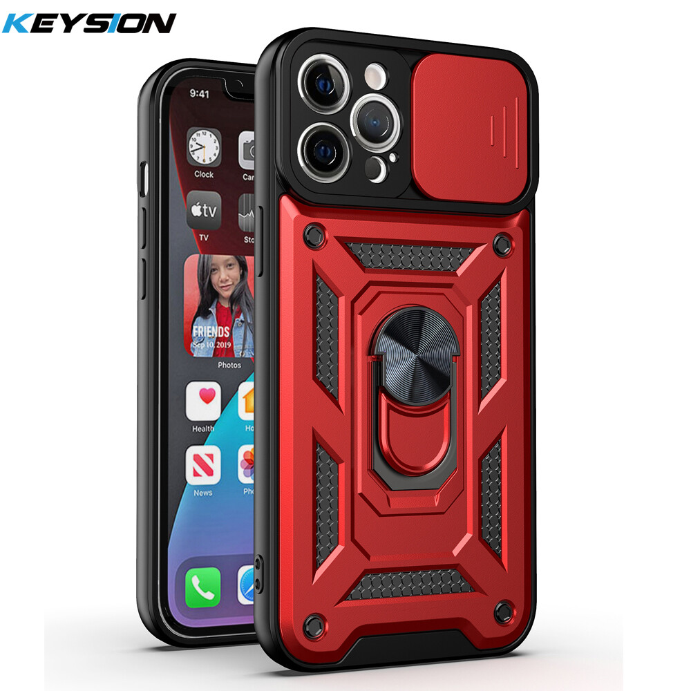 KEYSION Shockproof Case for iPhone X XR XS Max Push Pull Camera Protection Phone Cover for iPhone 8 7 6s Plus