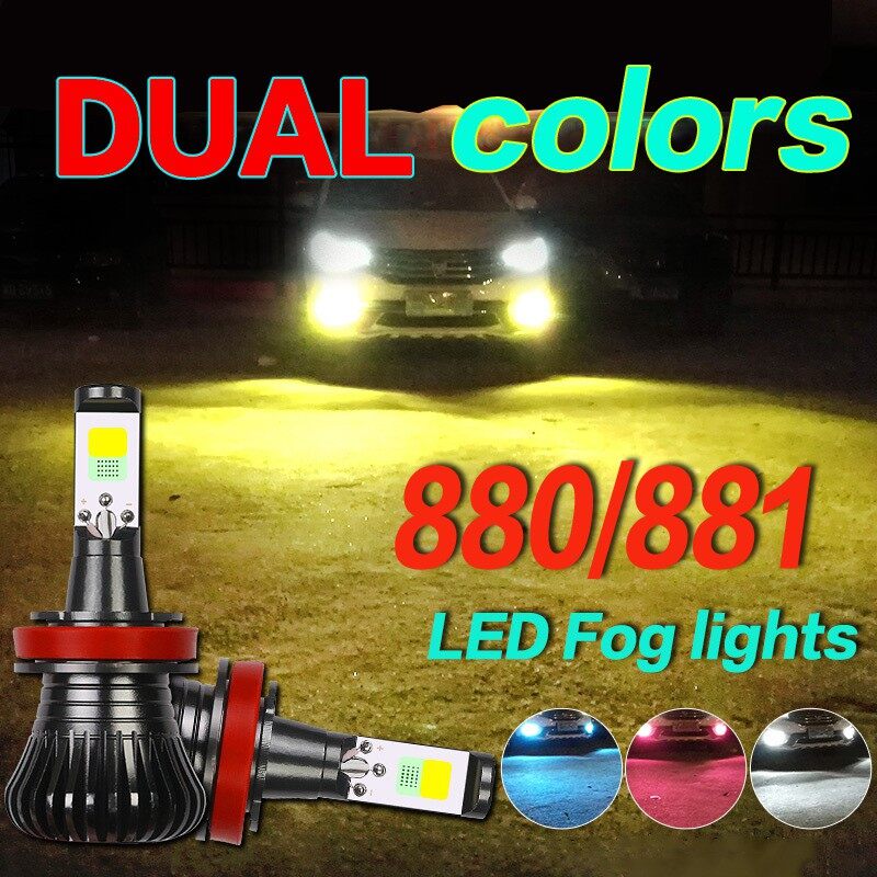 2 Chiếc Đèn Sương Mù LED 880/881 Cho Xe Hơi, Đèn Sương Mù Siêu Sáng Hai Màu
