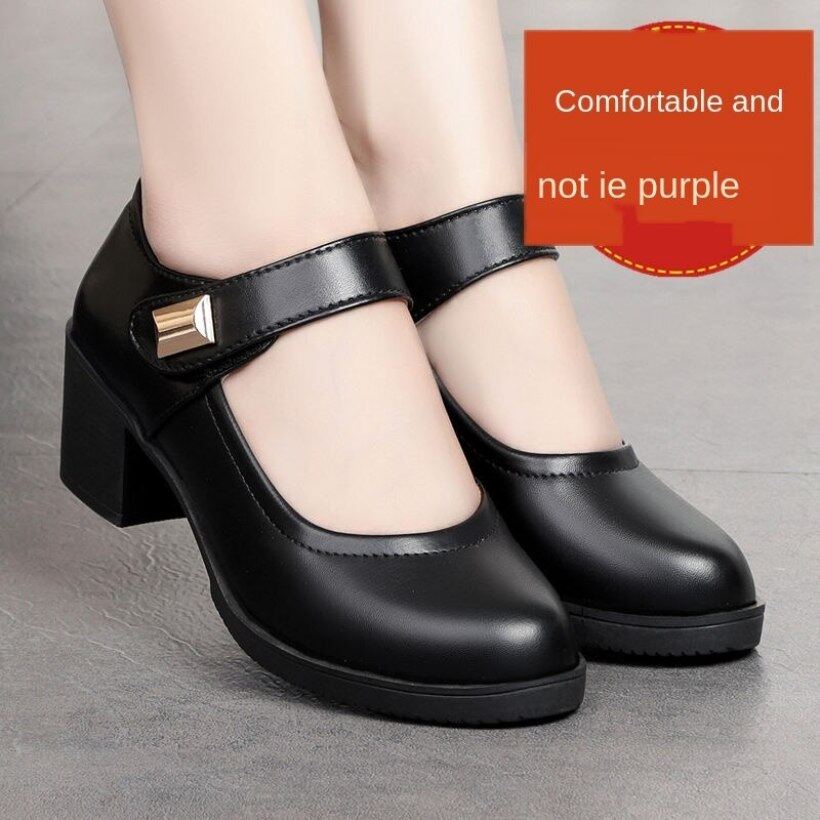 ZSP674 Giày Cao Gót Da Mềm Giày Công Sở Gót Dày Giày Đơn Bốn Mùa Giày Da Cho Mẹ Nữ Giày Khiêu Vũ Nữ Trung Niên Và Người Già Thoải Mái Chống Trượt giá rẻ