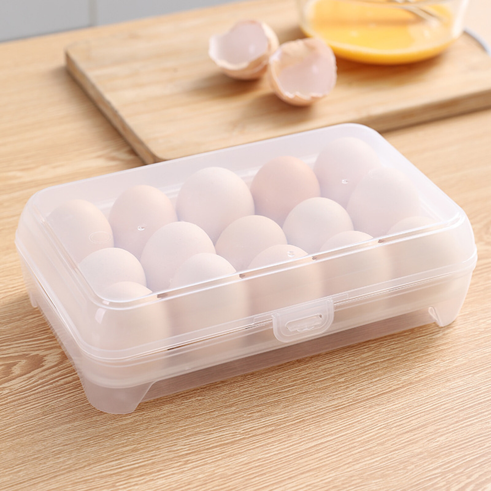 Terylin Egg Storage Box High Capacity Anti-Collision Transparent Visible 15 Grid Refrigerator Egg Fresh-keeping Box Kitchen Accessories Creative Egg Storage