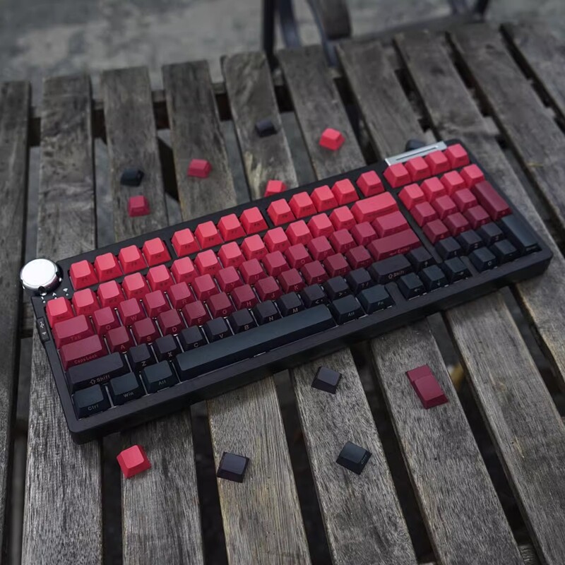 【Keycap Only】nắp phím chạm khắc đỏ đen cạnh Gradient nắp phím thăng hoa PBT hồ sơ anh đào 136 phím cho công tắc Cherry MX Bàn Phím Cơ keychron/RK61/gk61/Anne Pro 2