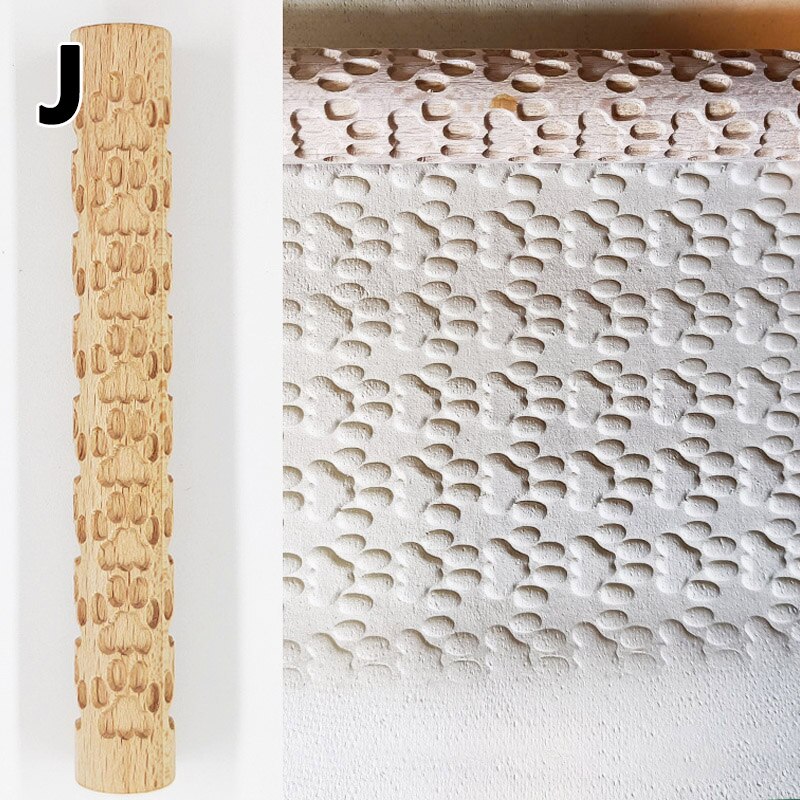 Wooden Non-Stick Embossed Rolling Pin For Kitchen Roller Crafts Baking Cake Pottery Art Clay Roll Pastry Bakery Accessories