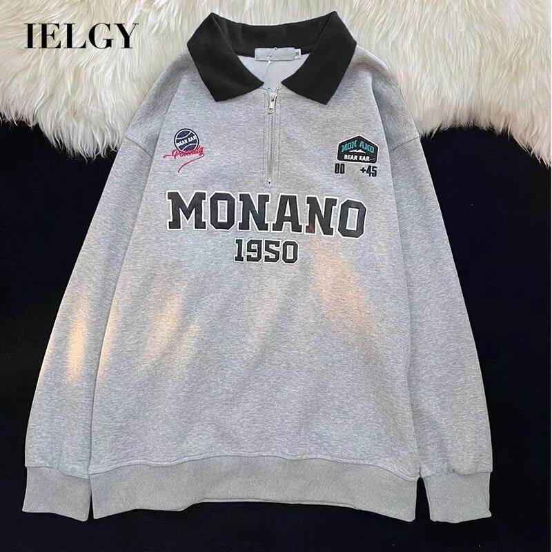 IELGY american style retro lazy style polo collar sweater women
