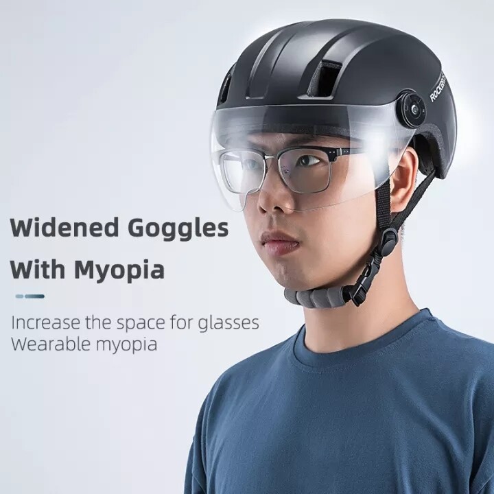 Mũ bảo hiểm điều chỉnh ROCKBROS nửa khuôn mặt với kính an toàn chống gió cho unisex khi đi xe máy/ xe đạp điện/ xe đạp leo núi-INTL