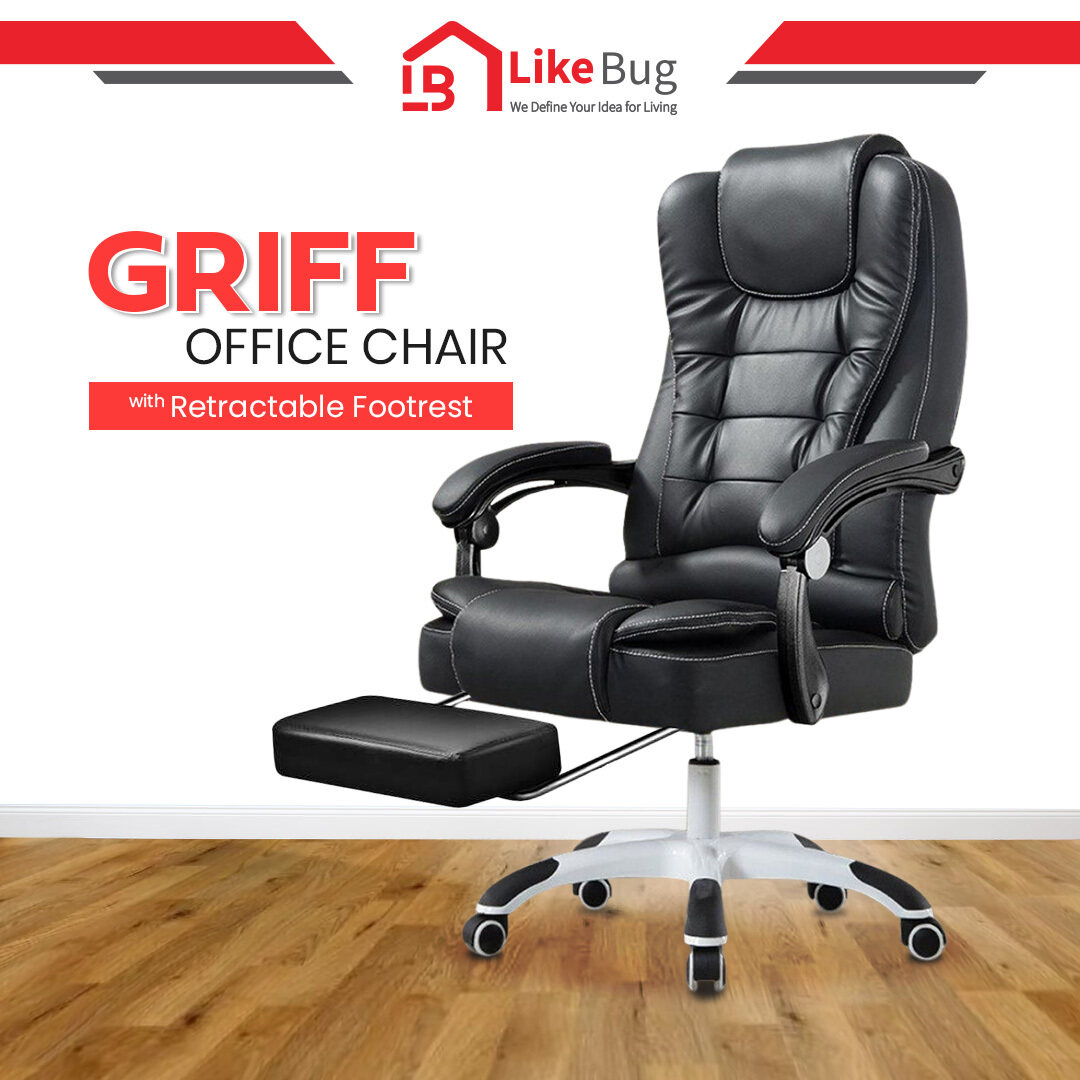 LIKE BUG GRIFF Black PU Leather High Back Executive Office Chair
