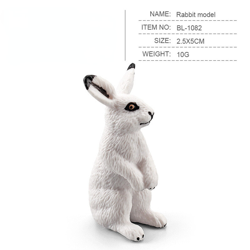 Simulation Forest Wild Rabbit Model Ornament Solid Static Rabbit Hare Shape Toy PVC Miniature Collection Toys Educational Kids Toy Toys for Boys Toys for Girls