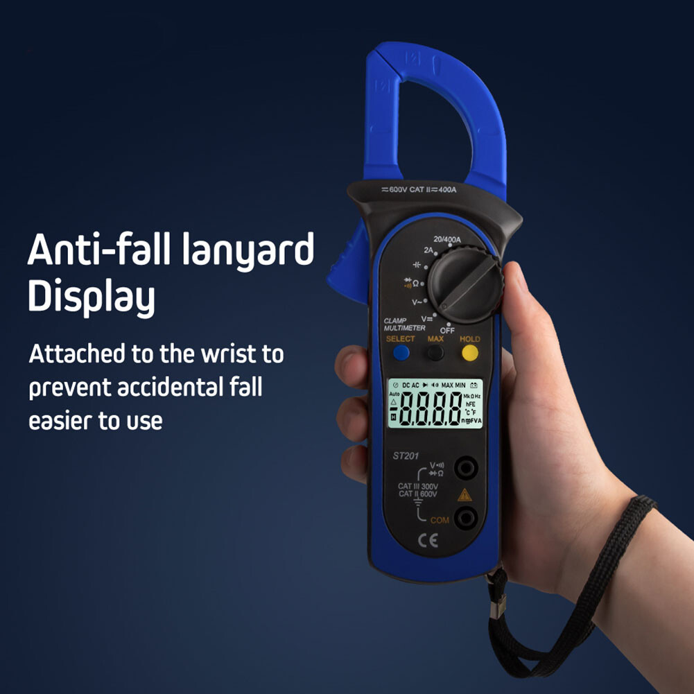 ST201 Automatic Digital Clamp Meter Current Multimeter DC/AC Voltage Resistance Diode Tester