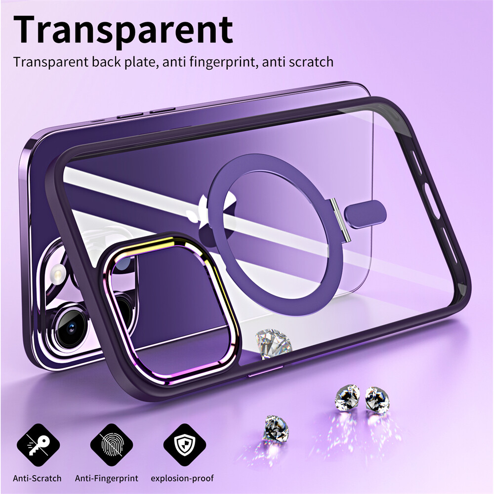 Lenuo Clear Phone Case For iPhone 14 Pro Max 13 Pro Max 14 Plus 12 Pro 11 Pro Max 11 Casing Folding Stand Phone Case Dustproof Shockproof Protection HD Transparent Back Cover