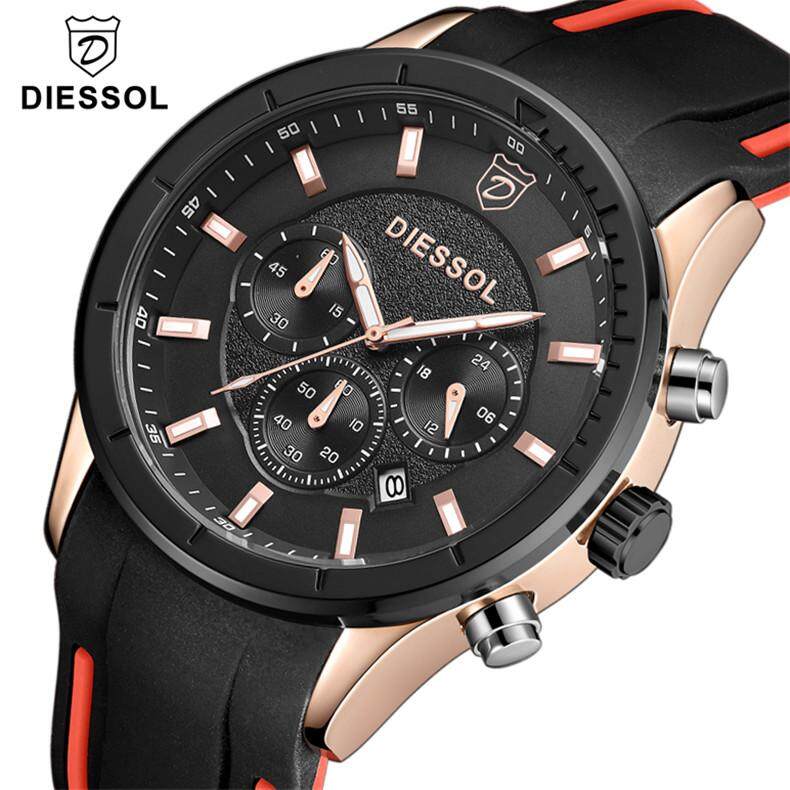 DIESSOL Mens Watches Brand Luxury Fashion Casual Clock Chronograph Quartz Watch Mens Sport Waterproof Wristwatch Malaysia