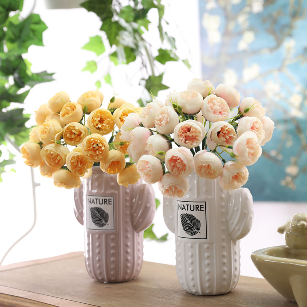 Artificial Silk 27 Heads Tea Rose Flower Bouquet Wedding Home Hotel Table Decors