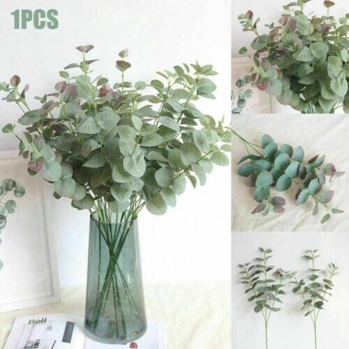 4 Heads Artificial Fake Leaves Eucalyptus Green Plant Leaves Flowers Home Decor