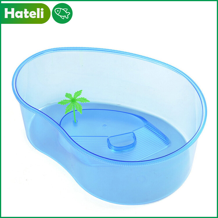 【HATELI】（26*20*13cm）Aquarium Tortoise Tank with Drying Table Breeding Box Tortoise Box