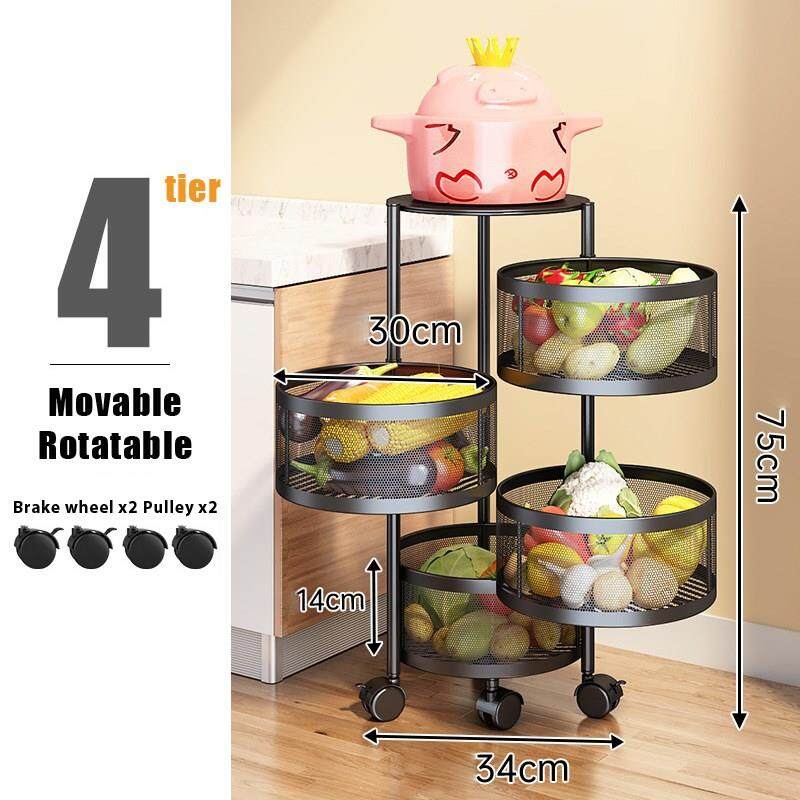 Amorus Kitchen Storage Rack Rotating Vegetable Fruit Basket Household