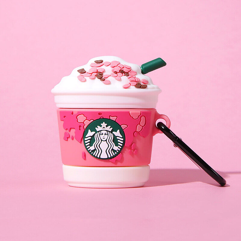 CrashStar Starbuck Cherry Cup Shape Silicone Soft Airpods Case For AirPods 1 2 3 Pro inPods i7 i12 Pro Wireless Bluetooth Headphones Accessories Casing For Air Pods Earphone Charging Box Protective Cover With Keychain Shockproof Shell Top Sale