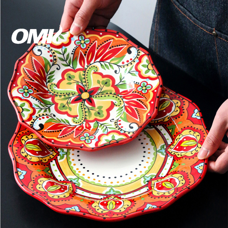 Omk Red Luca Series bát gốm dung tích lớn bát đựng sa lát