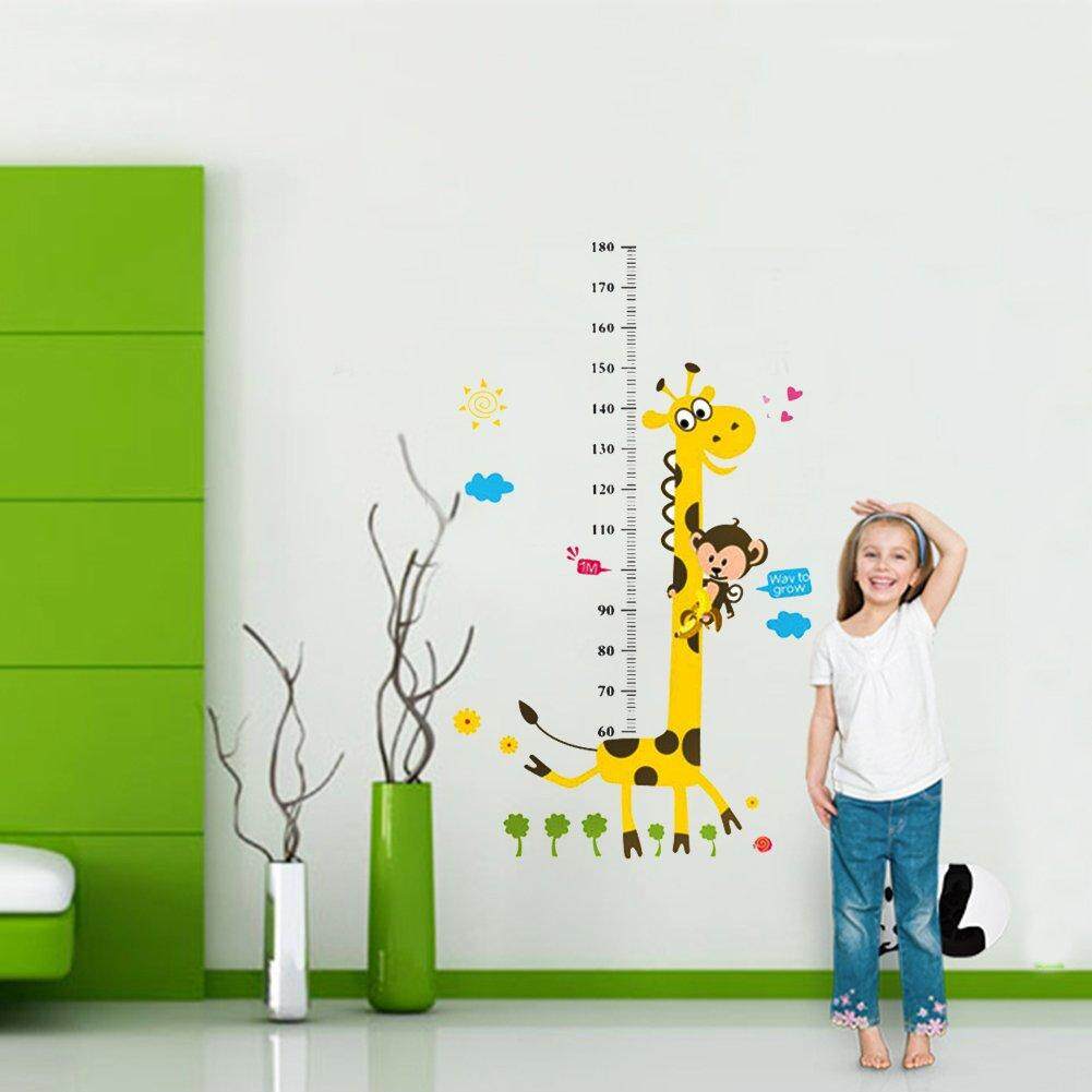 Large Growth Chart Height Stickers Animal Vinyl Peel Stick Mural Art