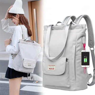 Women Backpack Waterproof Stylish Laptop Backpack 13 13.3 14 15.6 inch Korean Fashion Oxford Canvas USB College Backpack bag female for Women
