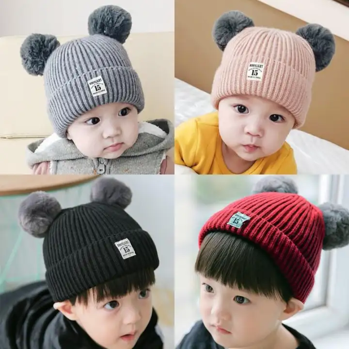 Bayi Laki Laki Musim Dingin Lucu Kartun Merajut Mewah Telinga Topi Anak