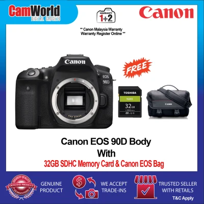 Canon EOS 90D BODY ONLY With 32GB SDHC Card & Camera Bag ( CANON MALAYSIA )