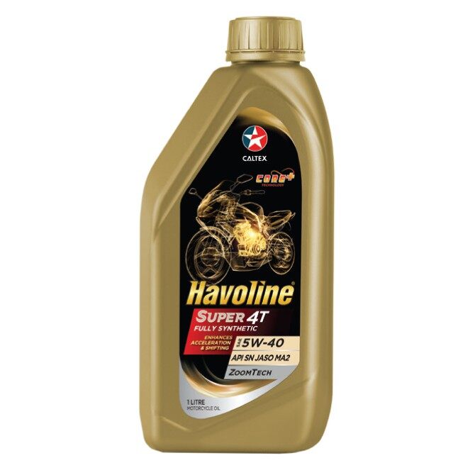 [NHƠT XE SỐ XE CÔN] nhớt xe số/xe côn tay Havoline® Super 4T Fully Synthetic SAE 5W-40 chai 1L- tổng hợp 100% nhớt havoline