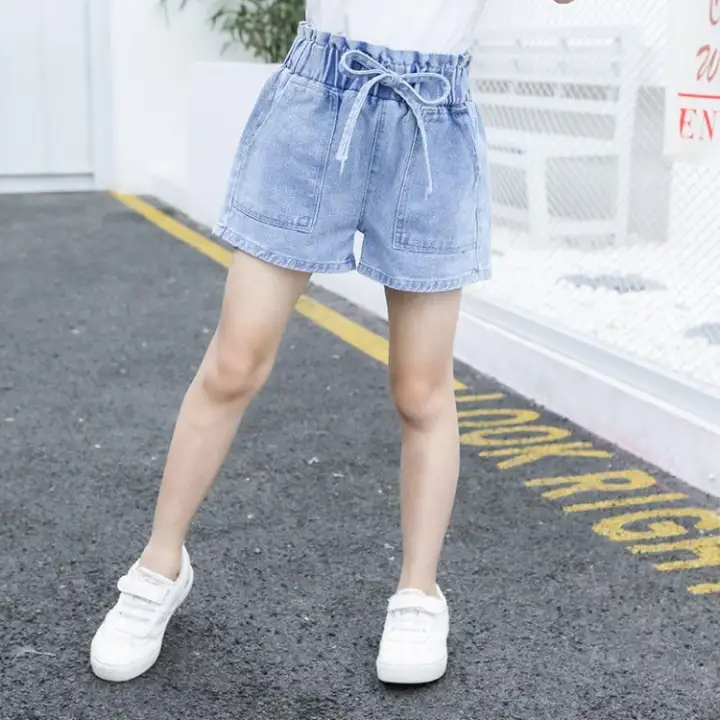 children's high waisted denim shorts