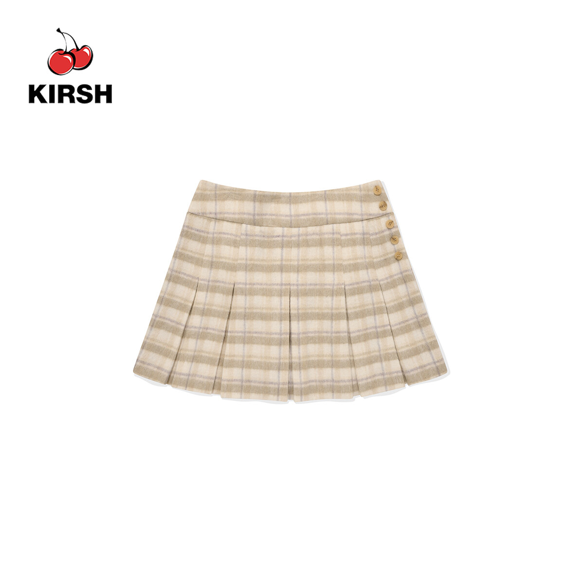 ★2023FW新作★KIRSH★CHERRY BUTTON POINT PLEATS SKIRT CHERRY BUTTON POINT PLEATS SKIRT[DARK BEIGE] - KIRSH | 60
