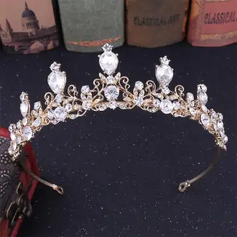 European Beatiful Bride Crown Alloy Drop Shaped Rhinestone Crown
